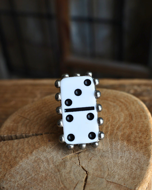 WHITE DOMINO RING- ADJUSTABLE 