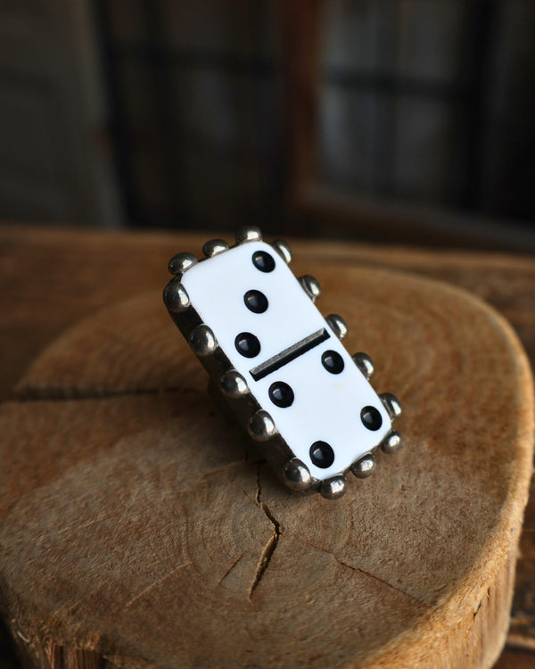 WHITE DOMINO RING- ADJUSTABLE 