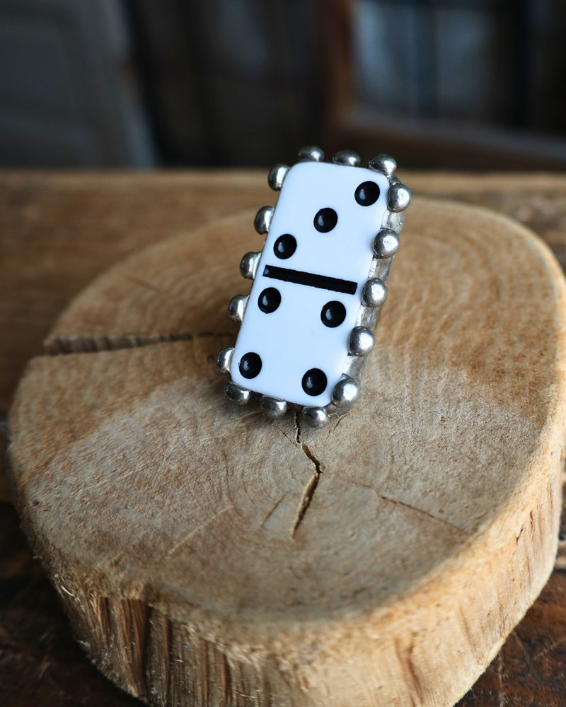 WHITE DOMINO RING- ADJUSTABLE 