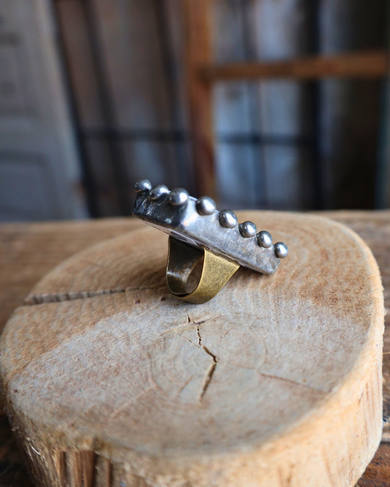 WHITE DOMINO RING- ADJUSTABLE 