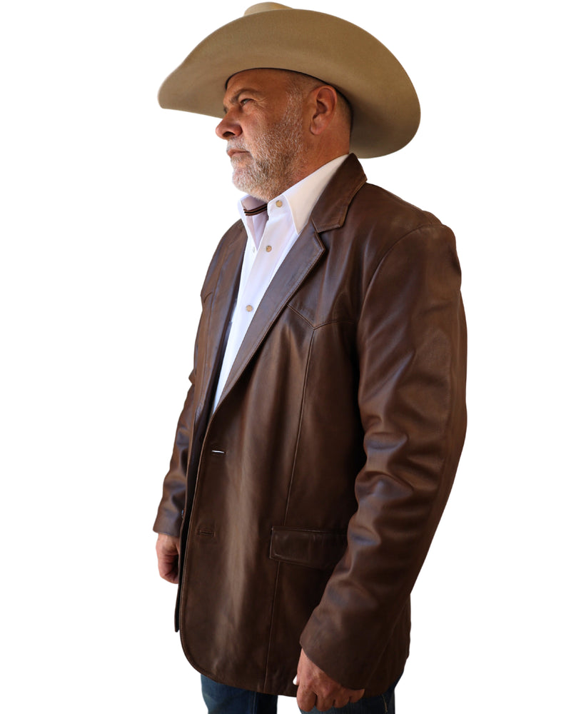 MAVERICK PRIVATE LABEL MEN'S LAMB WESTERN CHOCOLATE BLAZER