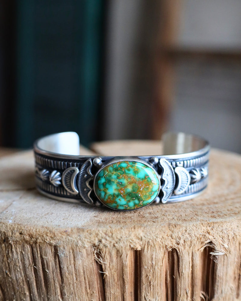 Brown And Green Turquoise Oval Cuff