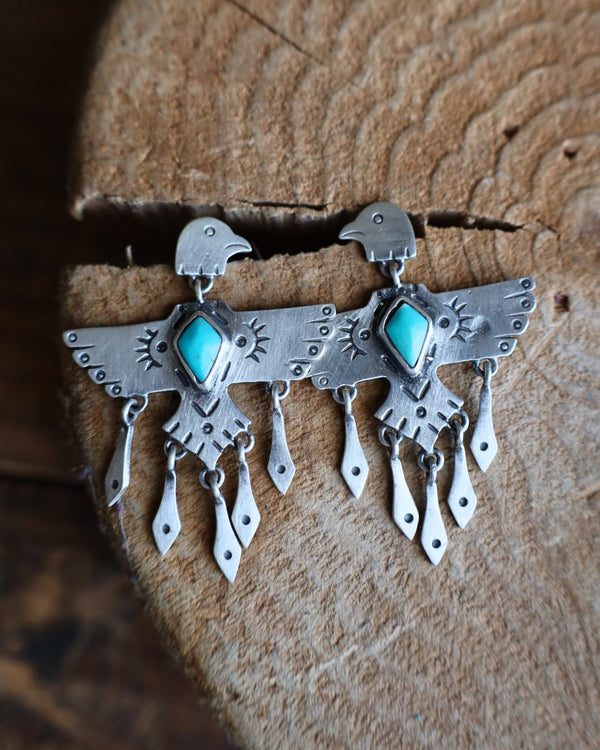 PEYOTE BIRD THUNDERBIRD WITH TURQUOISE EARRING