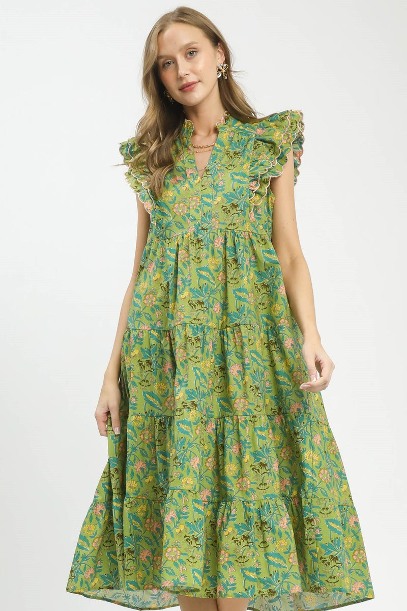 Umgee Floral Garden Print Tiered Maxi Dress – Maverick Fine Western Wear