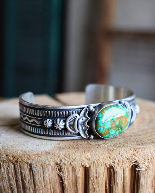 Brown And Green Turquoise Oval Cuff