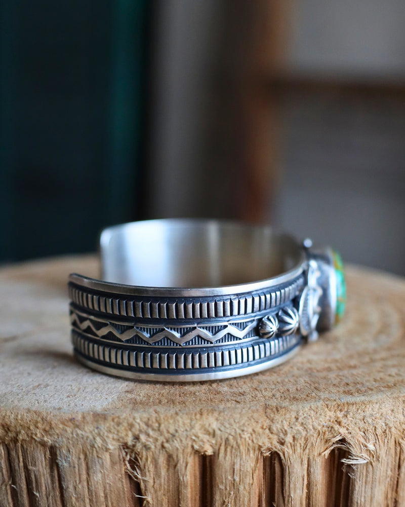 Brown And Green Turquoise Oval Cuff
