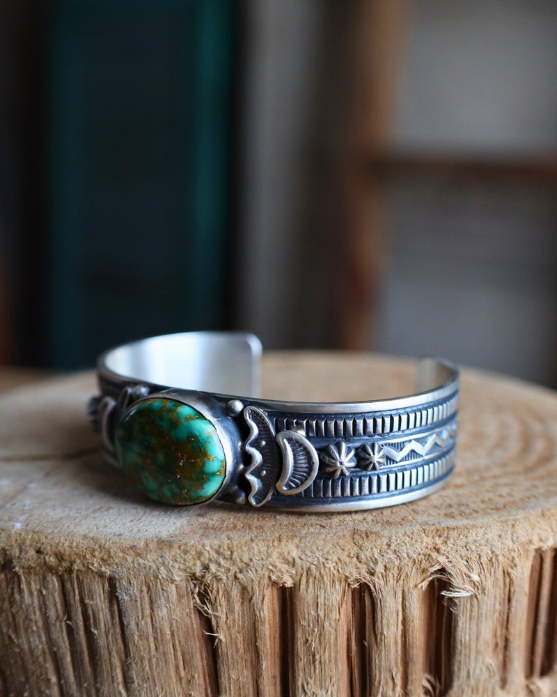 Brown And Green Turquoise Oval Cuff