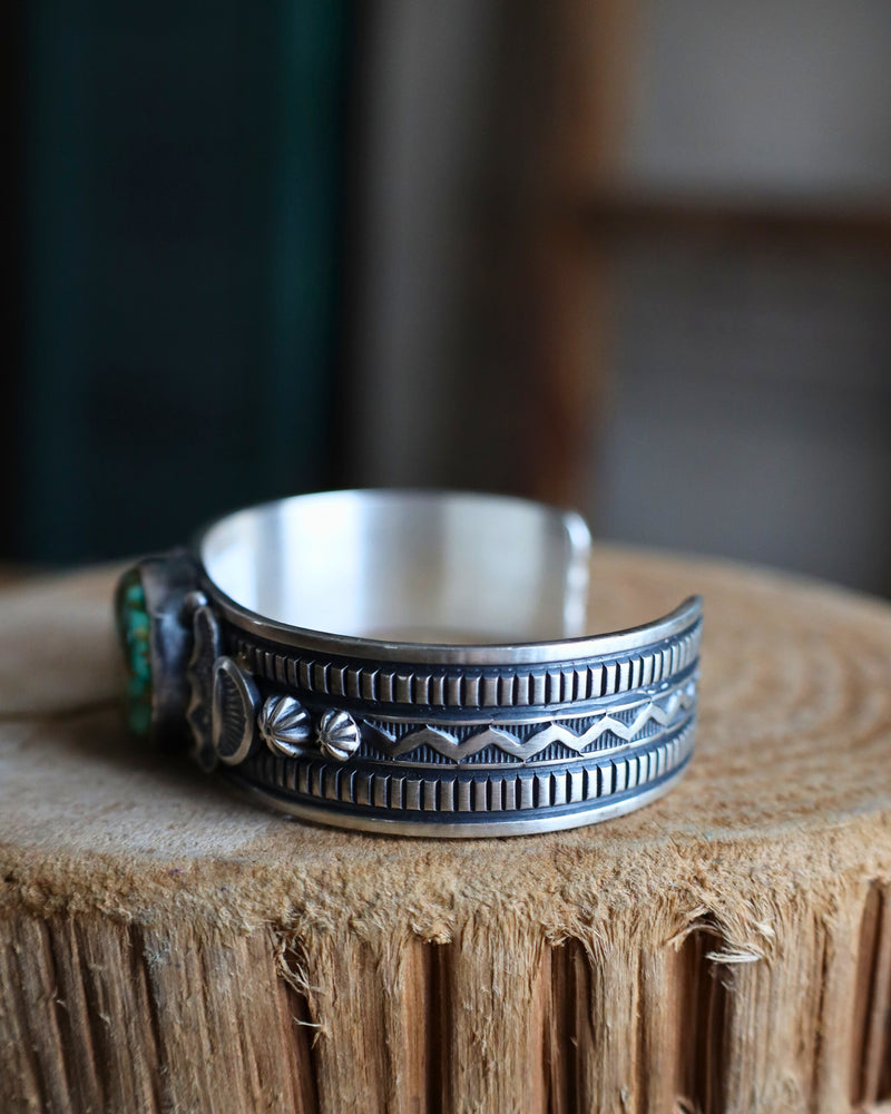 Brown And Green Turquoise Oval Cuff