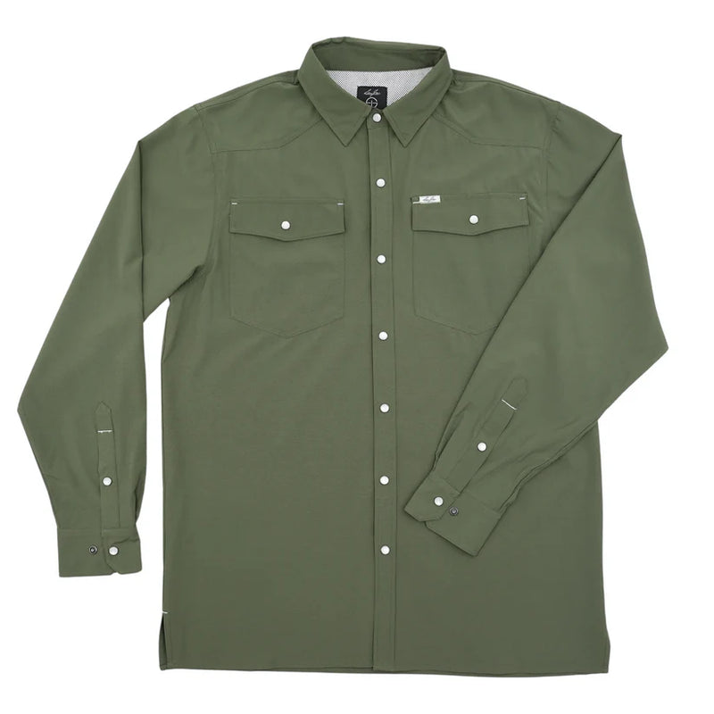 San Jac Men's Long Sleeve Performance Shirt - Olive Green