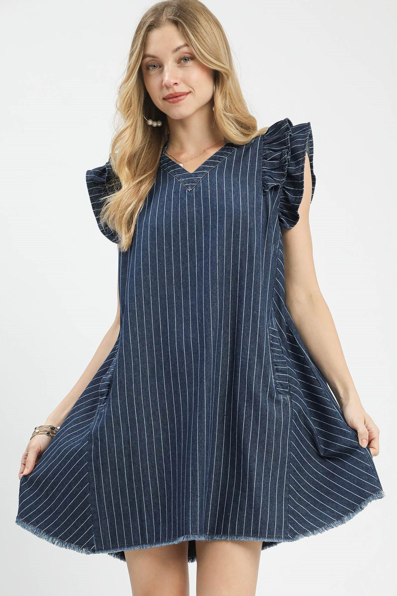 Umgee Denim Ruffle Sleeve Dress – Maverick Fine Western Wear