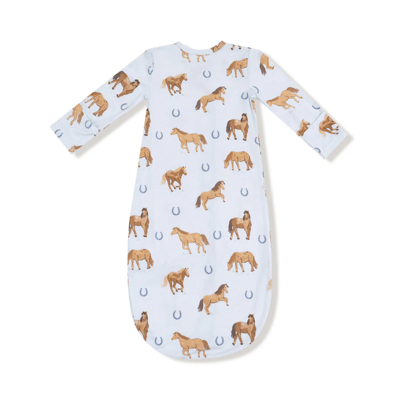 Baby sleeping bag with horse pattern on a white background