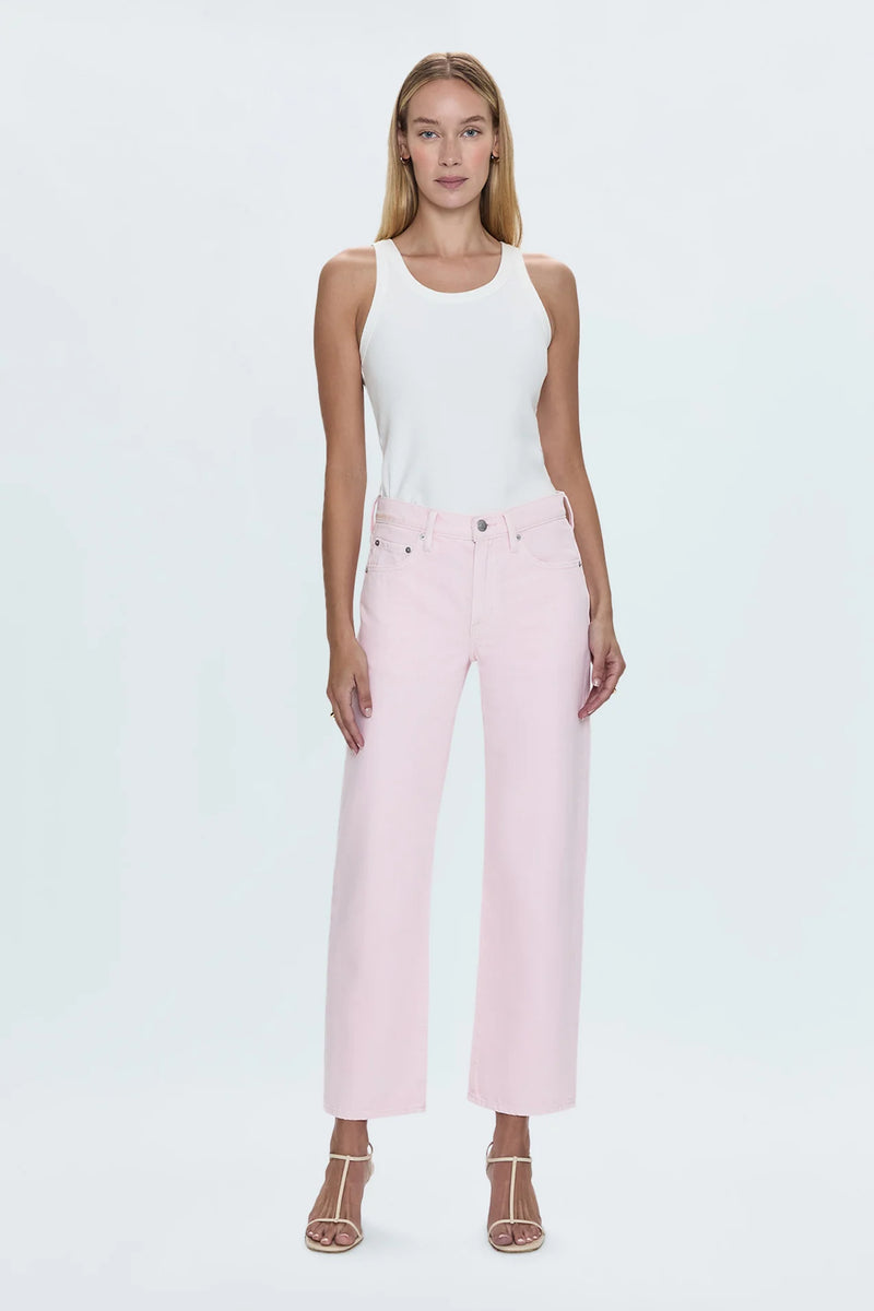 Lexi Mid Rise Bowed Straight Jean - Blush