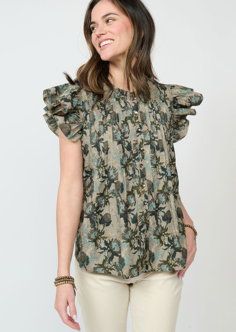 IVY JANE TUCKED AND RUFFLES BLOUSE