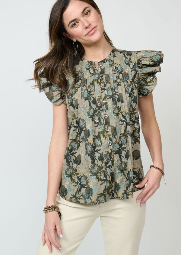 IVY JANE TUCKED AND RUFFLES BLOUSE