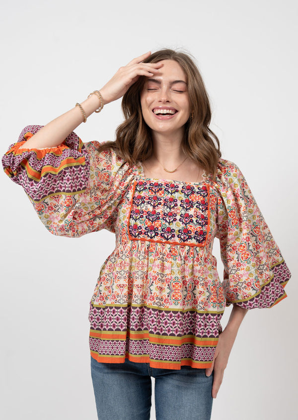 IVY JANE TILE PATTERNED BLOUSE 