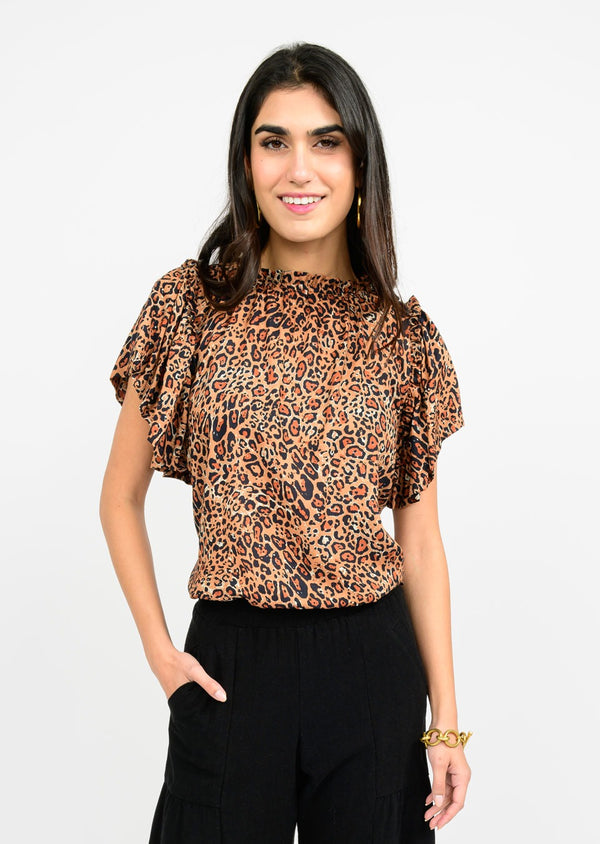Ivy Jane Leopard Flounce Top Blouse
