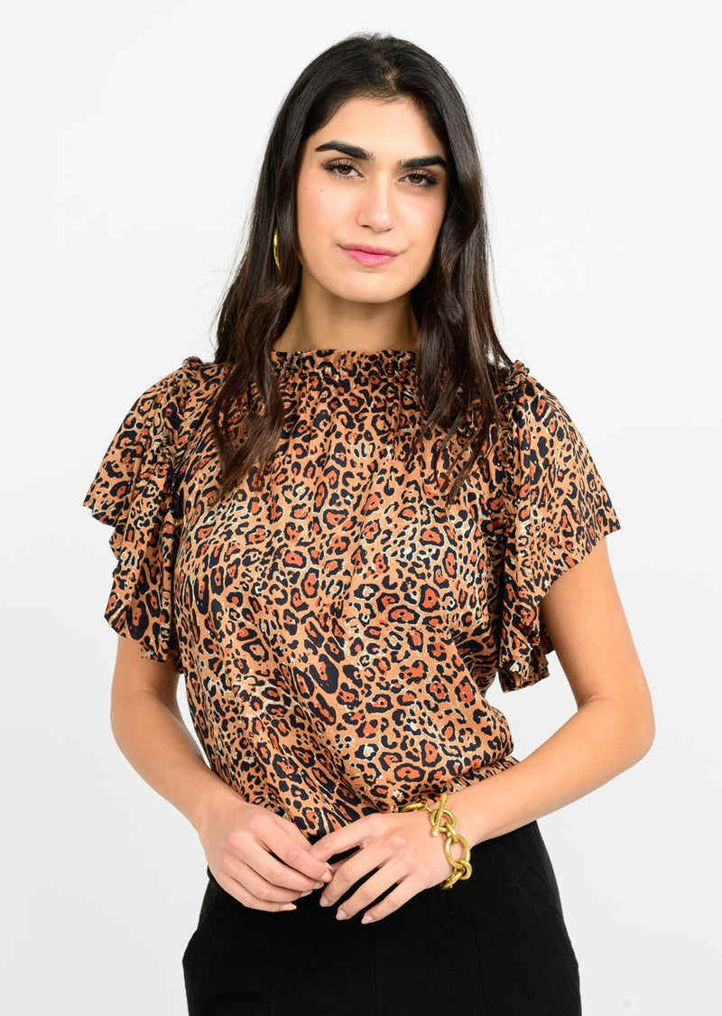 Ivy Jane Leopard Flounce Top Blouse