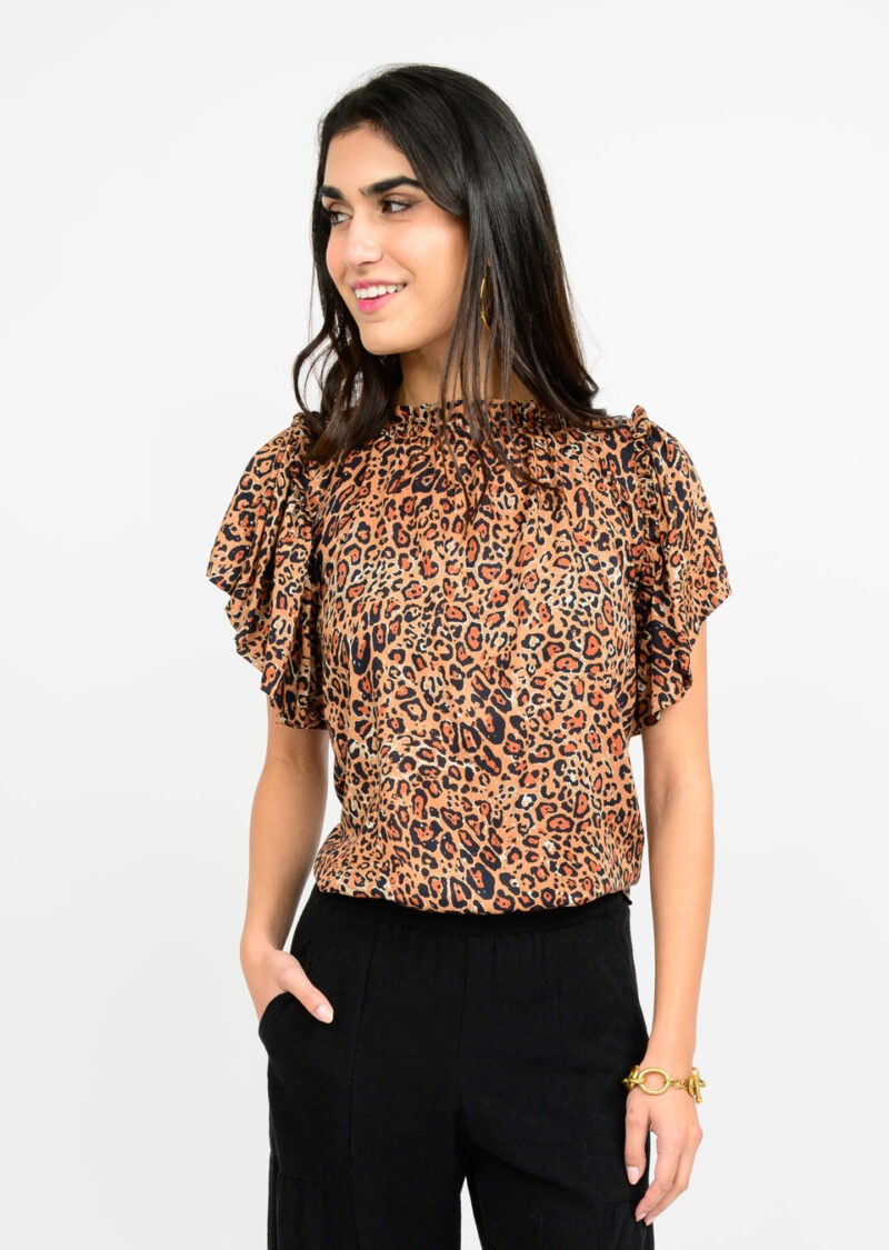 Ivy Jane Leopard Flounce Top Blouse