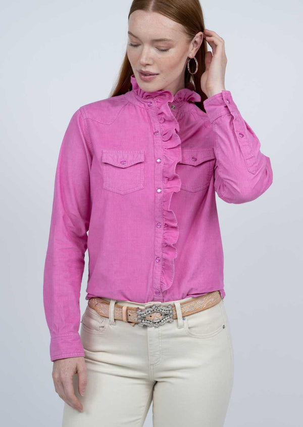 IVY JANE CORDUROY RUFFLE SNAP BLOUSE