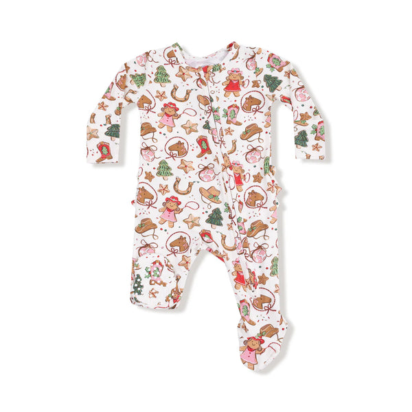 Angel Dear Cowgirl Christmas Ruffle Zip Footie 