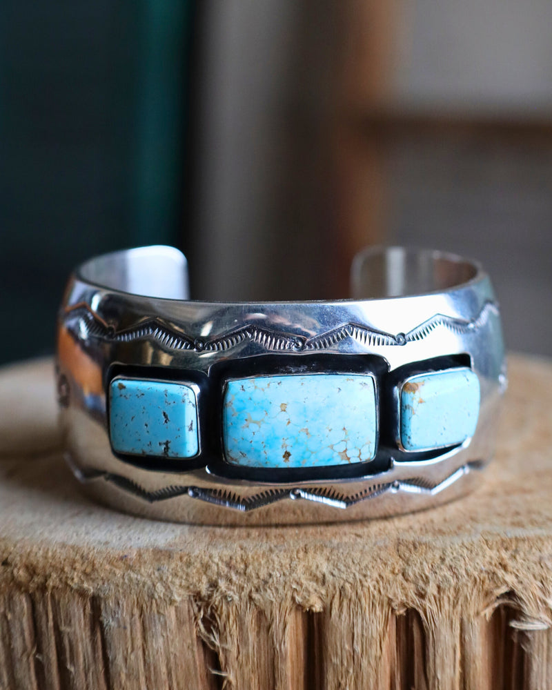 3 Rectangle Light Blue Stones Cuff