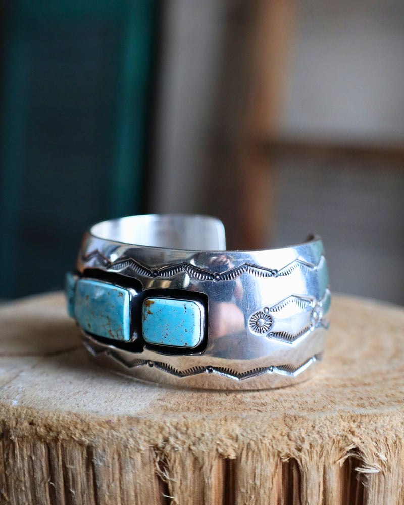 3 Rectangle Light Blue Stones Cuff