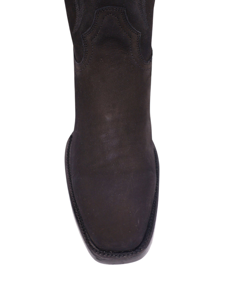 Suede men's black short boot with zipper