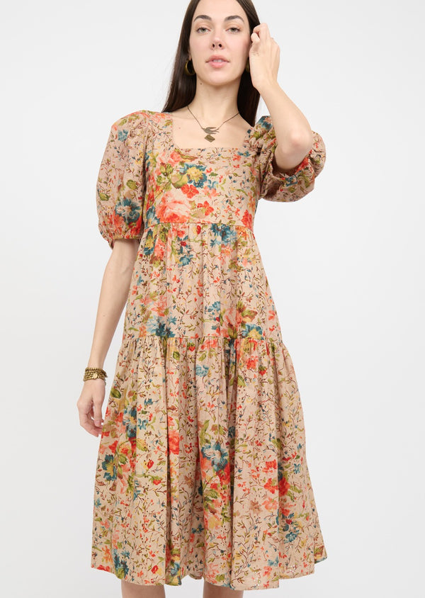 UNCLE FRANK FLORAL EYELET MIDI DRESS