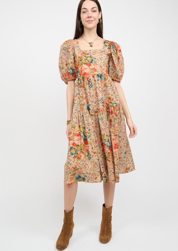 UNCLE FRANK FLORAL EYELET MIDI DRESS