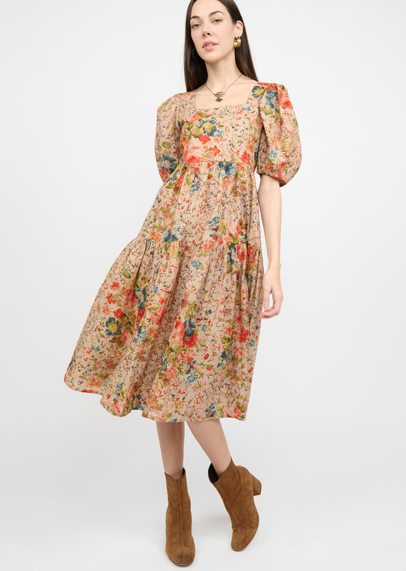 UNCLE FRANK FLORAL EYELET MIDI DRESS