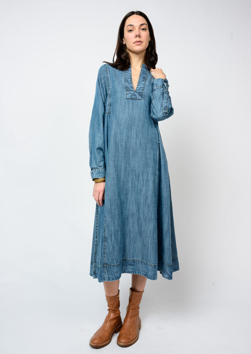 Uncle Frank Denim Midi Caftan Dress