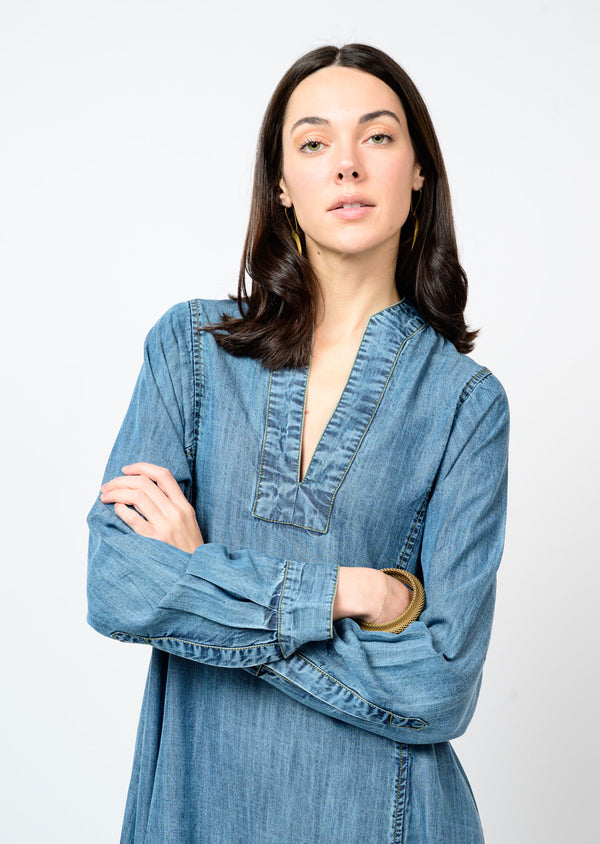 Uncle Frank Denim Midi Caftan Dress