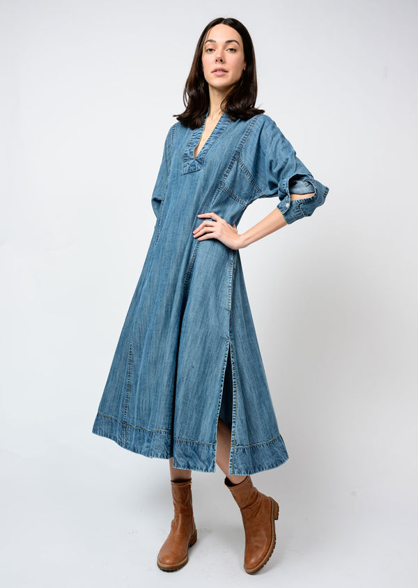 Uncle Frank Denim Midi Caftan Dress