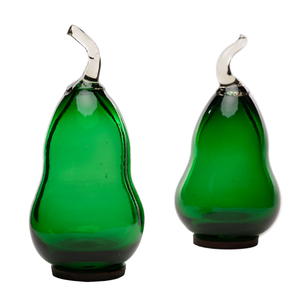 Two glass blown decorative pears