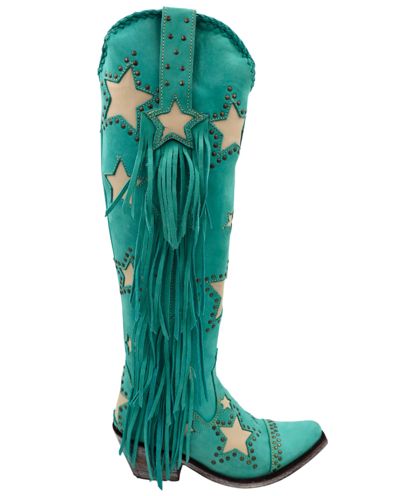 LIBERTY BLACK CLAIRE NUBUCK GREASE TURQUOISE BOOT
