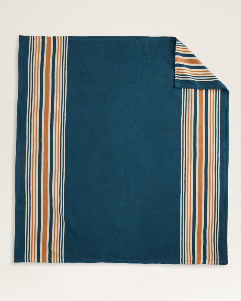 Aztec and stripe set of two throw blanket in blue and yellow color way