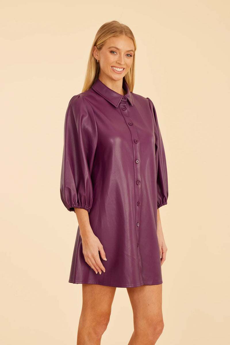 Dolce Cabo Faux Leather Puff Sleeve Dress