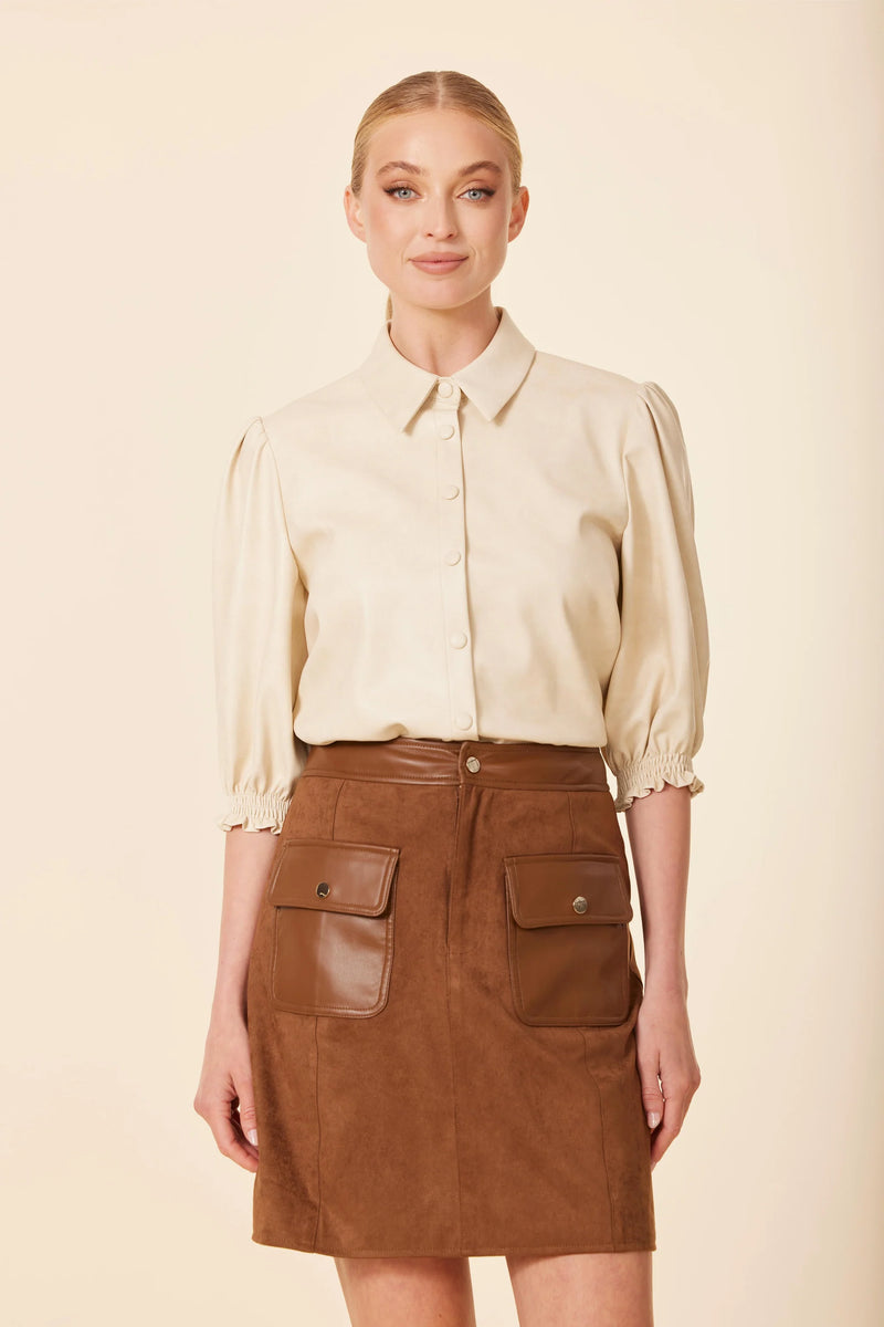 Dolce Cabo Faux Suede And Faux Leather Skirt