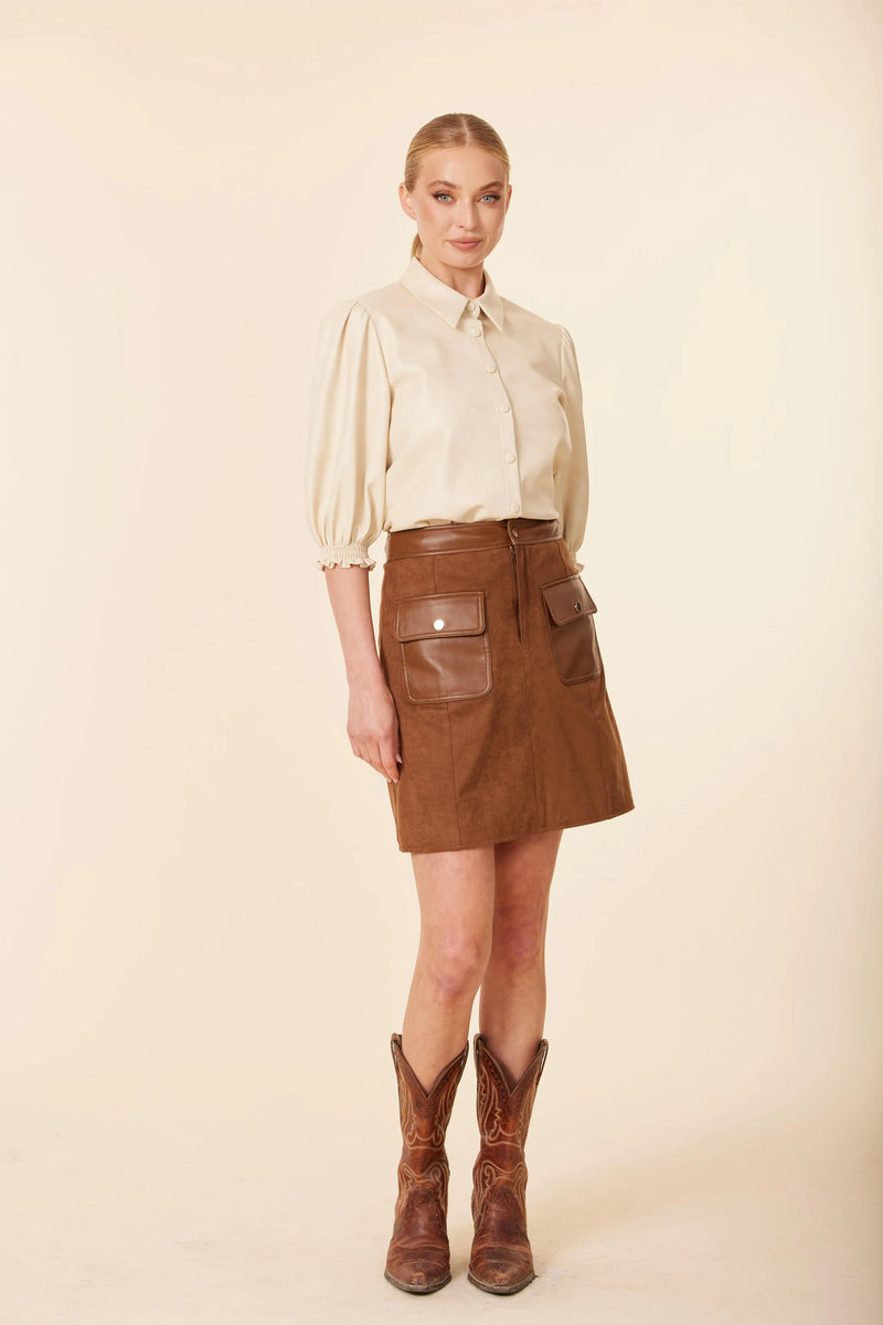 Dolce Cabo Faux Suede And Faux Leather Skirt