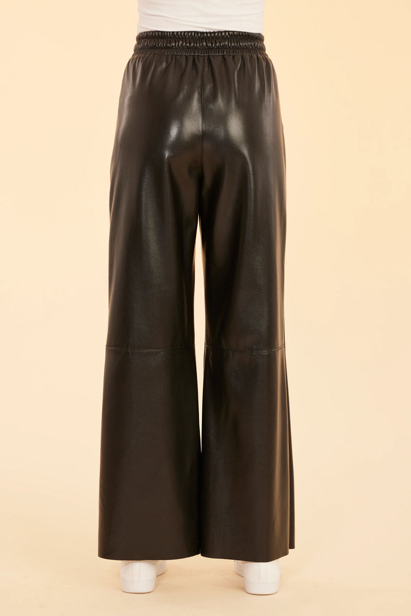 DOLCE CABO Faux Leather Wide Leg Drawstring Pants