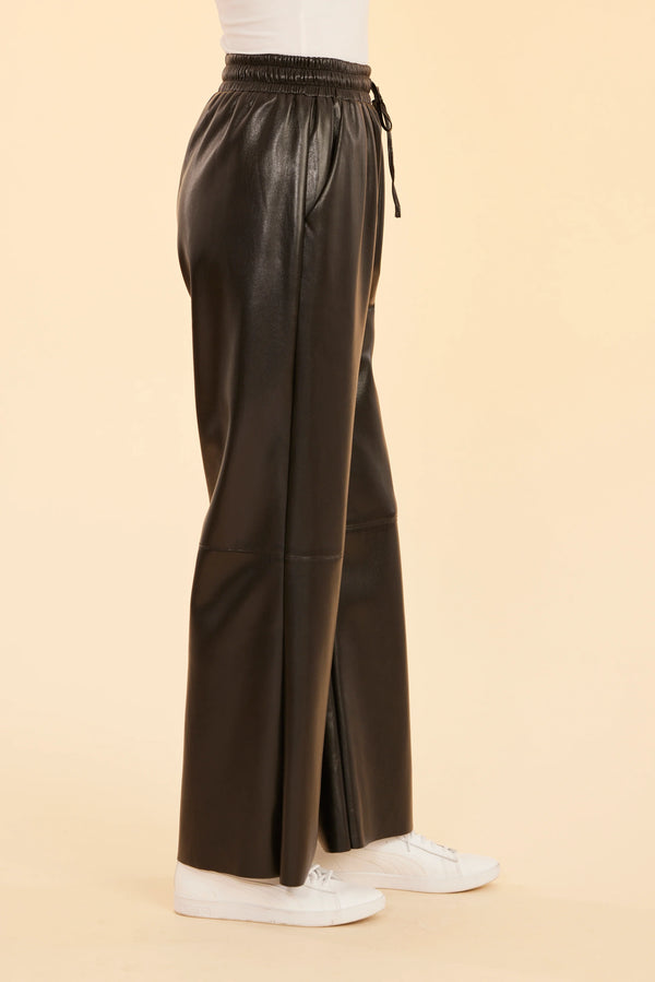 DOLCE CABO Faux Leather Wide Leg Drawstring Pants