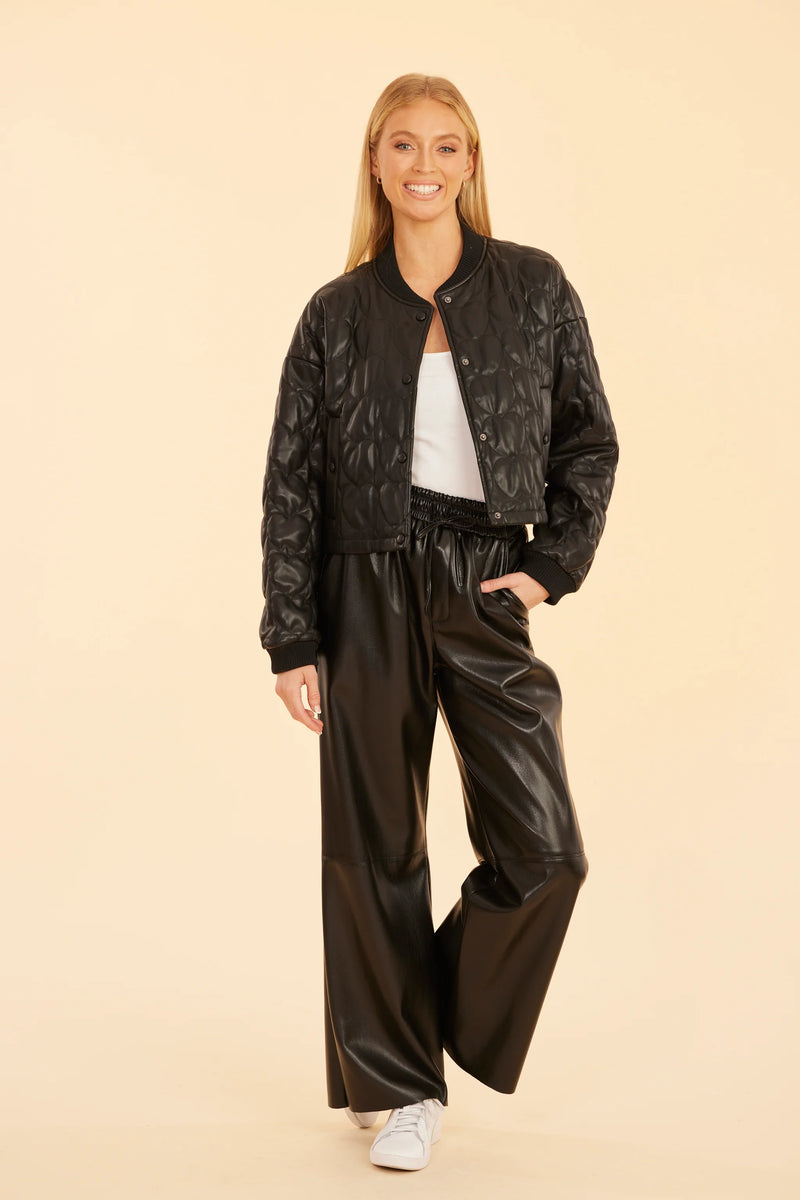 DOLCE CABO Faux Leather Wide Leg Drawstring Pants