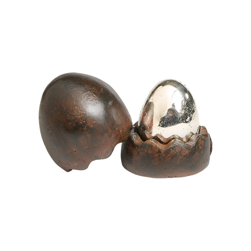 JAN BARBOGLIO SORPRESA EGG SHELL WITH EGG FIGURE 