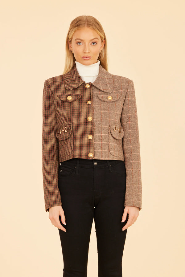 DOLCE CABO Multi Plaid Horse Bit Crop Jacket