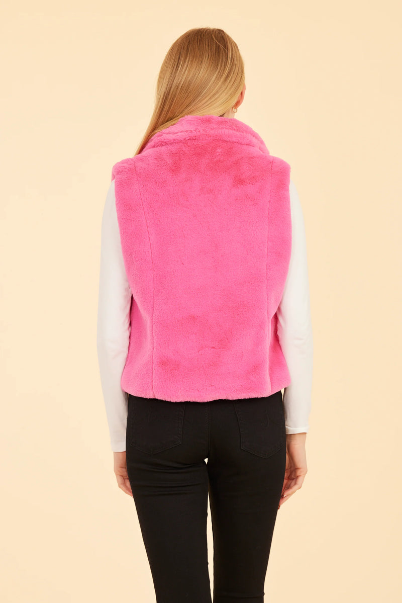 Dolce Cabo Plush Faux Fur Notch Collar Vest