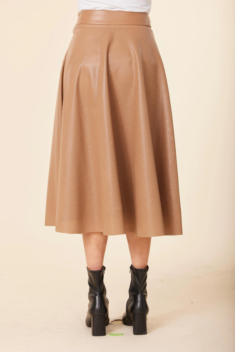 Dolce Cabo Faux Leather Perforated Skirt