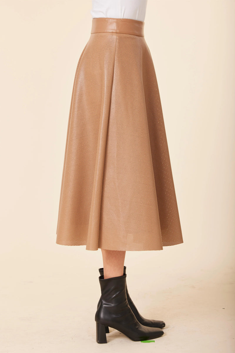 Dolce Cabo Faux Leather Perforated Skirt