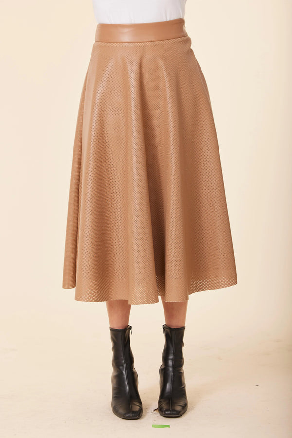 Dolce Cabo Faux Leather Perforated Skirt
