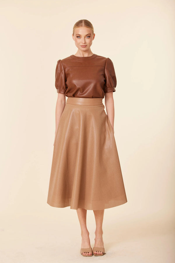Dolce Cabo Faux Leather Perforated Skirt