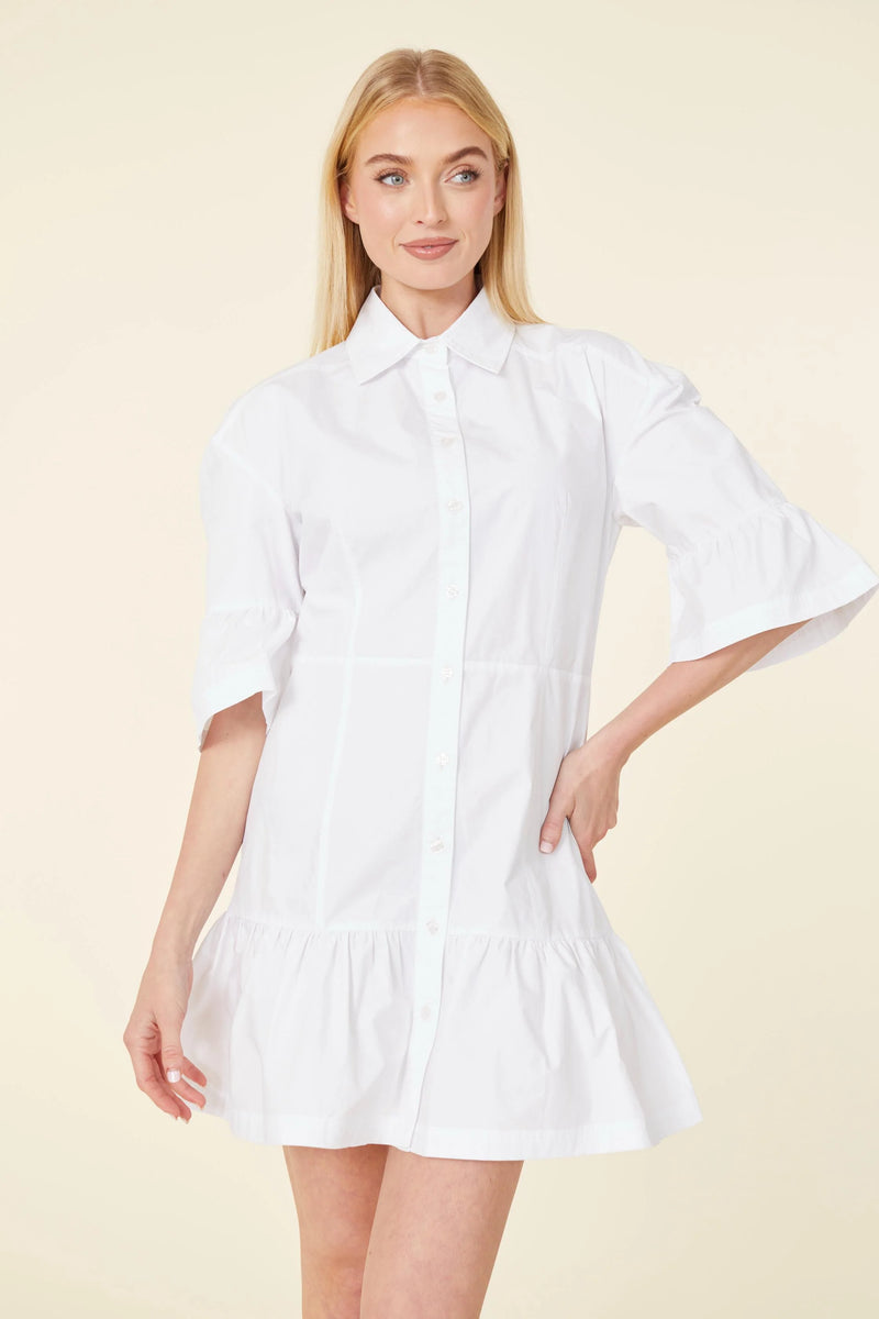 Dolce Cabo Poplin Ruffle Detail Dress With Or Without Sash